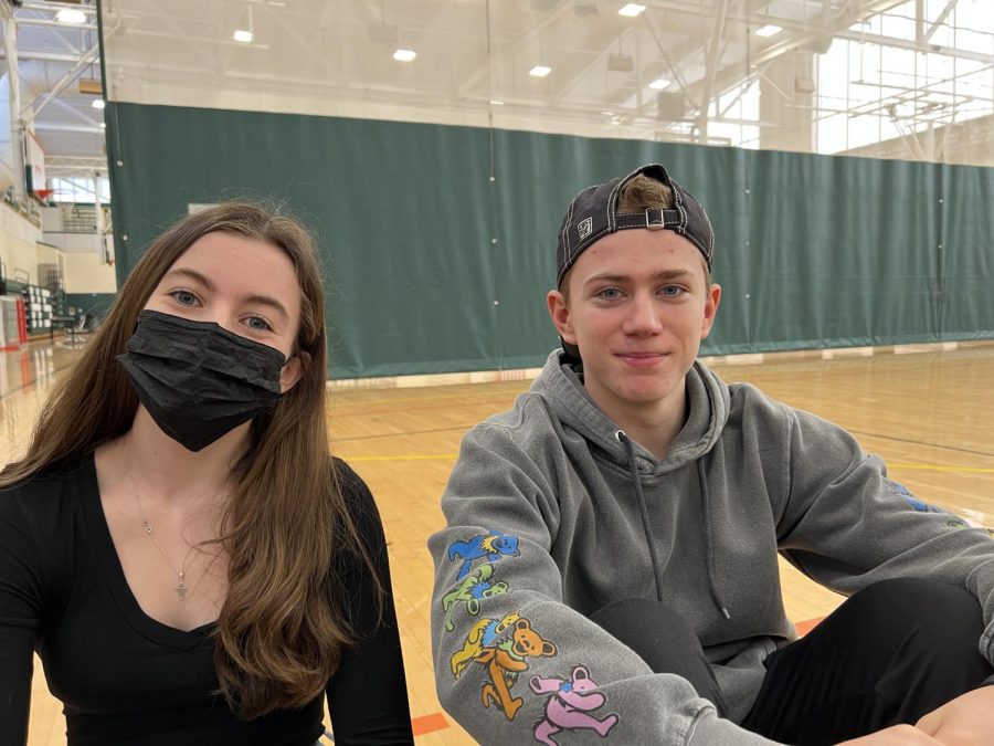 Mary+Woytowicz+and+Sawyer+Lisowski%2C+both+sophomores%2C+are+among+the+students+choosing+to+wear+or+not+wear+masks+as+the+rule+becomes+optional.